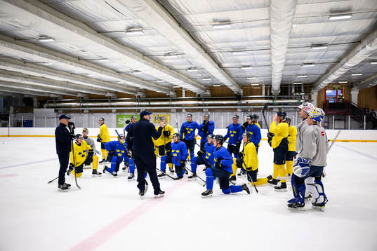 Players of Sweden at a practice session