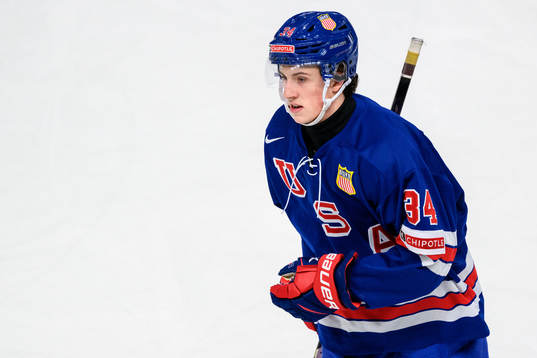 Gabe Perreault of USA celebrates