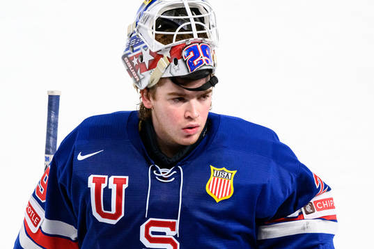 Goaltender Jacob Fowler of USA