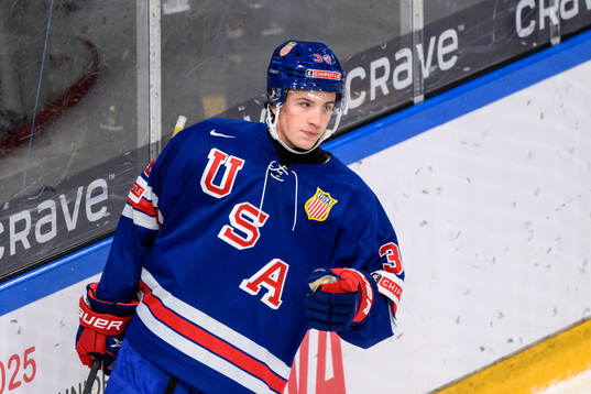 Gabe Perreault of USA celebrates