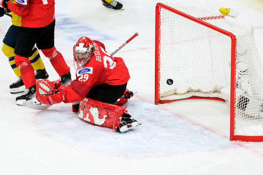 Goaltender Alessio Beglieri of Switzerland