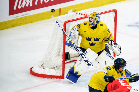 Goaltender Hugo Hävelid of Sweden