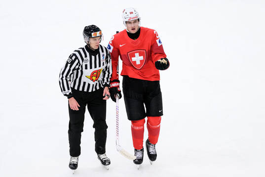 Nick Meile of Switzerland reacts