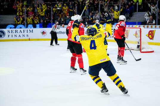 Axel Sandin-Pellikka of Sweden celebrates