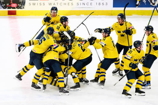 Players of Sweden celebrate