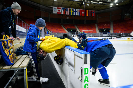 Anton Wahlberg and Anton Johansson of Sweden at a practice
