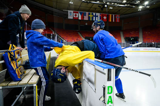 Anton Wahlberg and Anton Johansson of Sweden at a practice