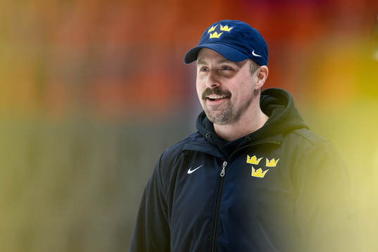 Assistant coach Pierre Johnsson of Sweden at a practice