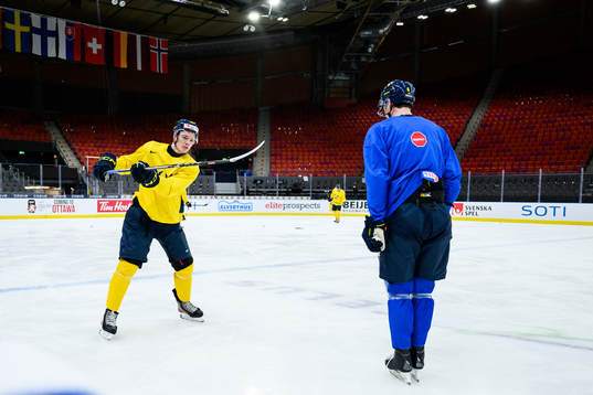 Anton Wahlberg and Anton Johansson of Sweden at a practice