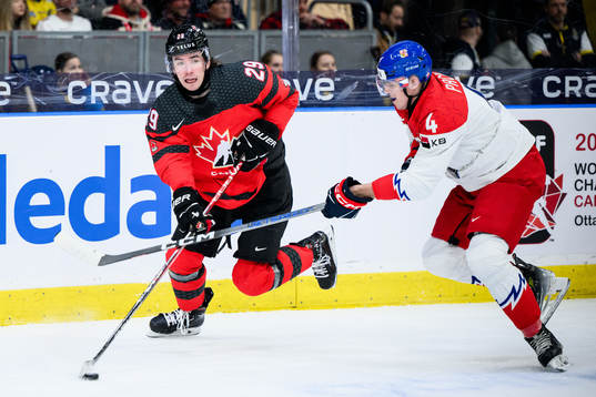 Brayden Yager of Canada and Matej Prcik of Czech Republic