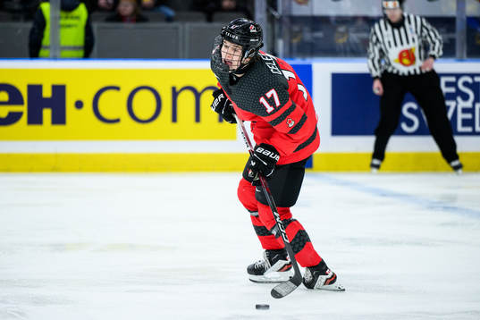 Macklin Celebrini of Canada