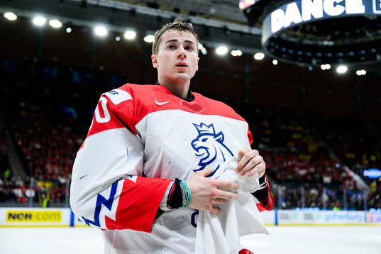 goaltender Michael Hrabal of Czech Republic