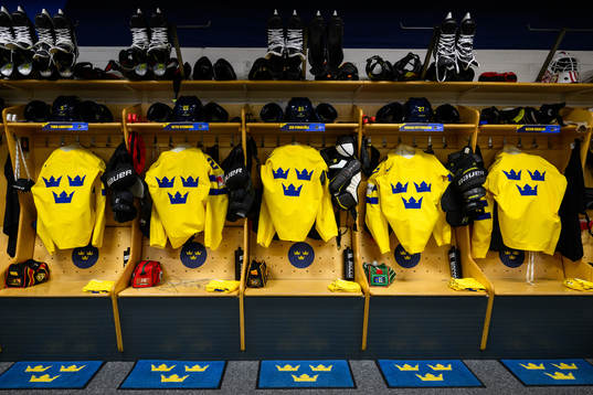 Sweden’s jerseys in the dressing room