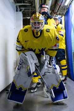 Goaltender Hugo Hävelid of Sweden