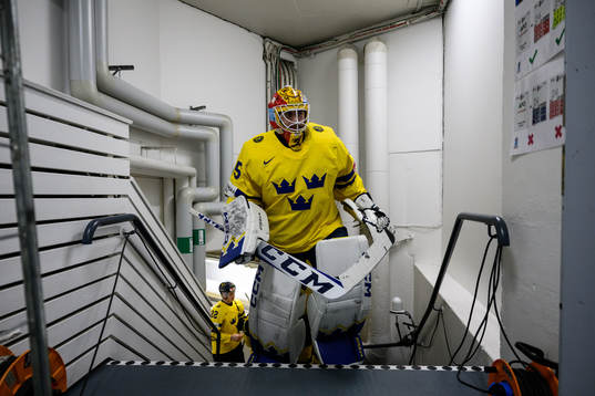 Goaltender Hugo Hävelid of Sweden