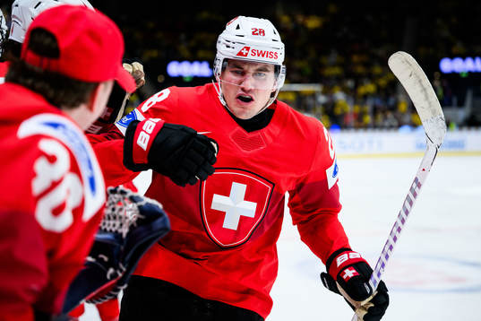 Nick Meile of Switzerland celebrates