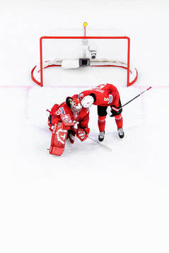 goaltender Alessio Beglieri and Leo Braillard of