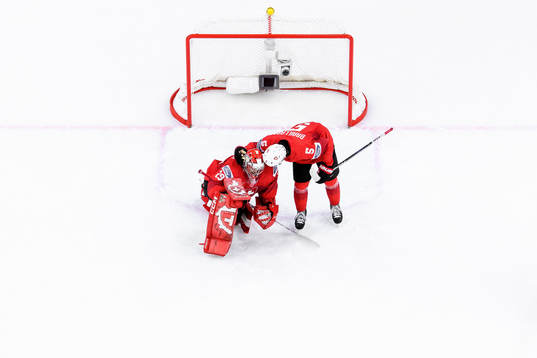 goaltender Alessio Beglieri and Leo Braillard of