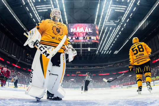 Skellefteås målvakt Linus Söderström deppar