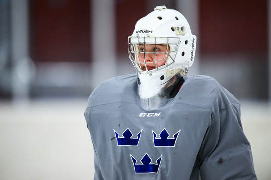 Goalkeeper Lovisa Lundström of Sweden at a practice session