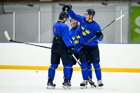 Liam Öhgren and Filip Bystedt of Sweden at a practice