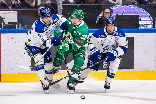 Leksands Patrik Zackrisson och Rögles Samuel Jonsson och