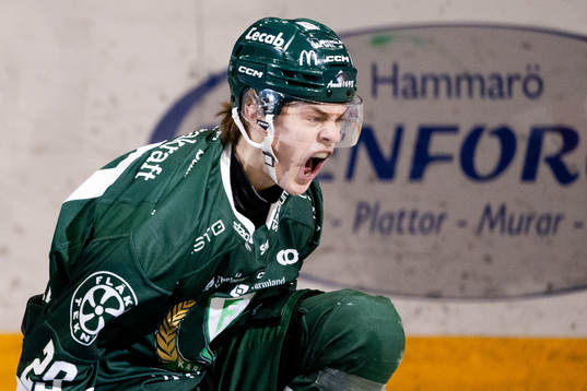 Färjestads Lucas Forsell jublar