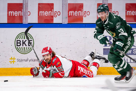 Frölundas Adam Brodecki och Färjestads Joel Kellman