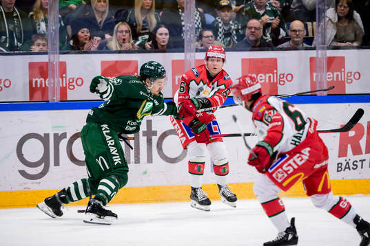 Färjestads David Tomasek och Frölundas Filip Hasa