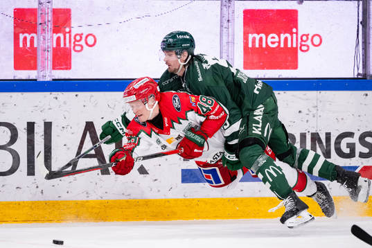 Frölundas Carl Klingberg och Färjestads Linus Johansson