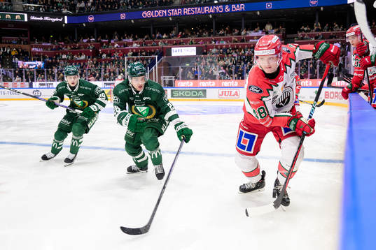 Färjestads Joel Nyström och Frölundas Carl Klingberg