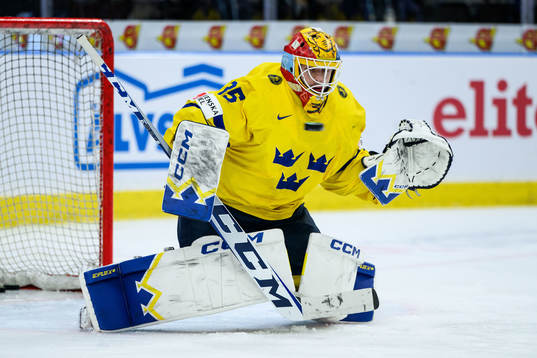 Goaltender Hugo Hävelid of Sweden