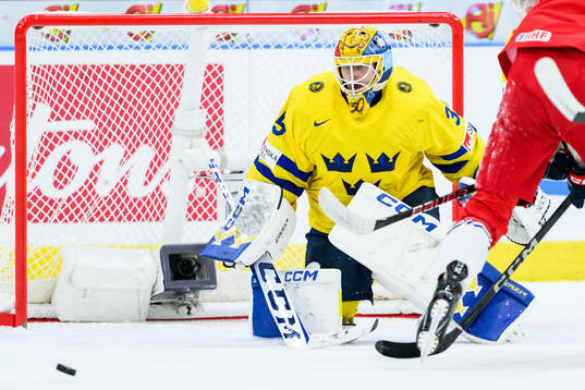 Goaltender Hugo Hävelid of Sweden