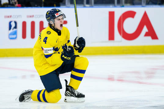 Axel Sandin-Pellikka of Sweden celebrates the 2-1 goal