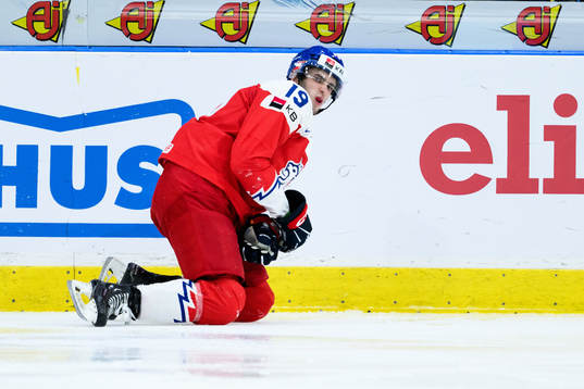 Ondrej Becher of Czech Republic in pain