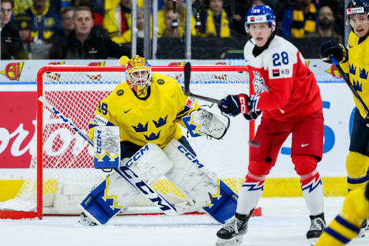 Goaltender Hugo Hävelid of Sweden
