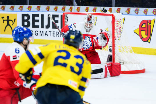 Goaltender Michael Hrabal of Czech Republic
