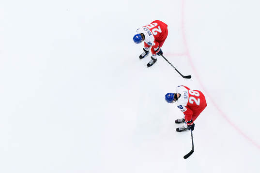 Eduard Sale and Jiri Kulich of Czech Republic look dejected