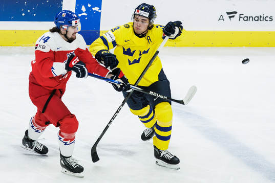 Adam Zidlicky of Czech Republic and Elias Salomonsson of