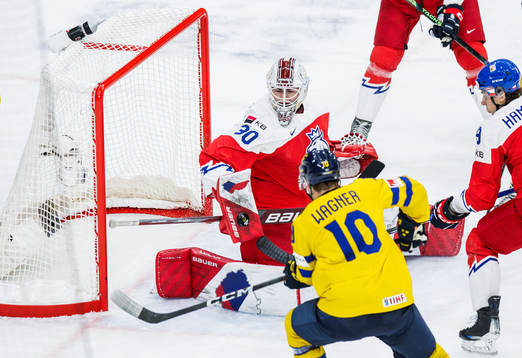 Goaltender Michael Hrabal of Czech Republic and Fabian