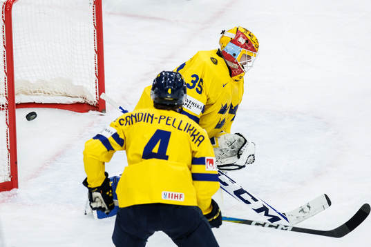 Goaltender Hugo Hävelid of Sweden
