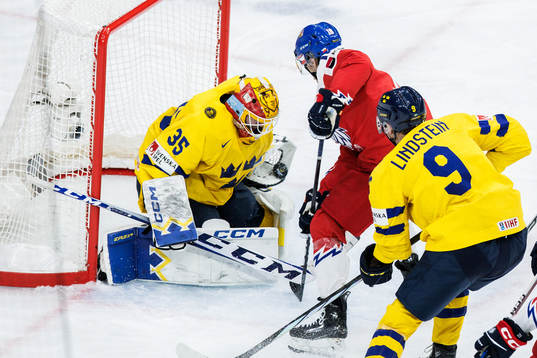 Goaltender Hugo Hävelid of Sweden
