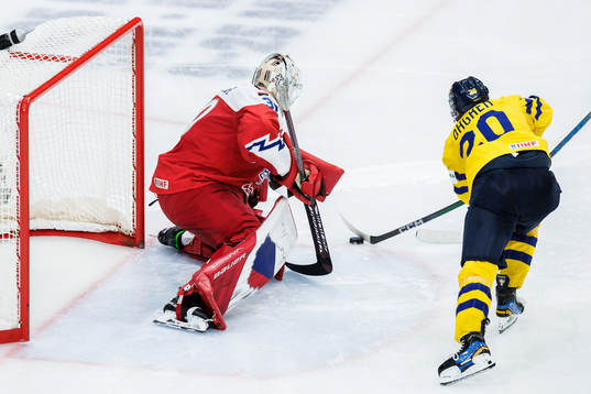 Goaltender Michael Hrabal of Czech Republic and Liam