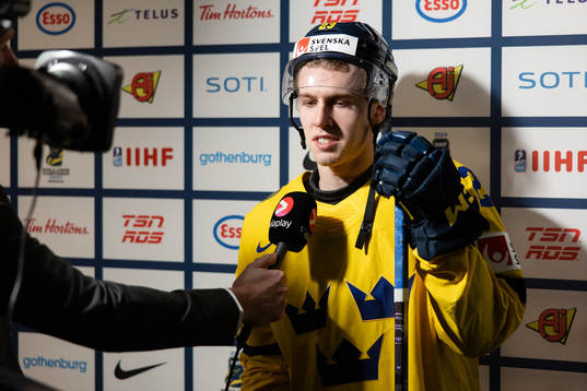 Jonathan Lekkerimäki of Sweden is interviewed