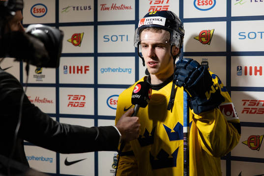 Jonathan Lekkerimäki of Sweden is interviewed