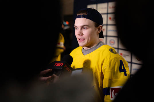 Axel Sandin-Pellikka of Sweden is interviewed