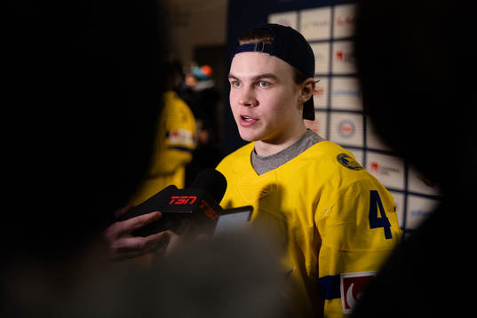 Axel Sandin-Pellikka of Sweden is interviewed