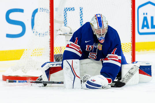 Goaltender Trey Augustine of USA