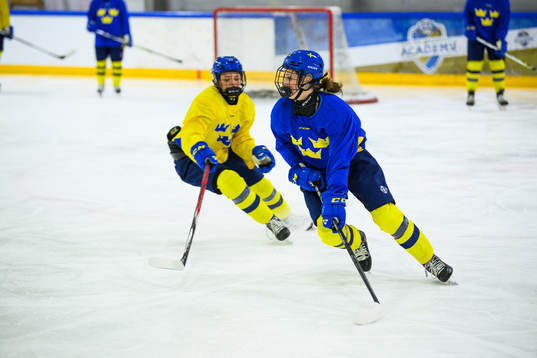 Moa Johannesson and Moa Johannesson of Sweden at a practice