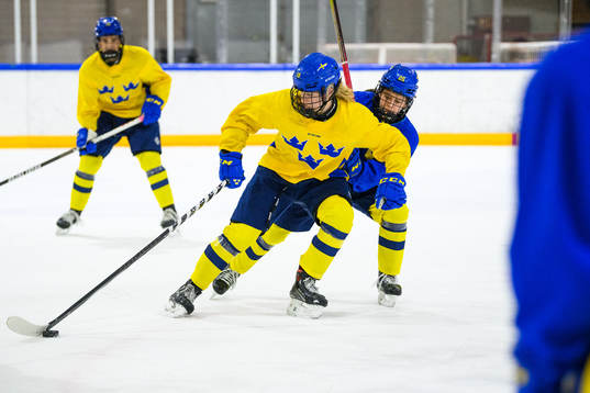 Hilda Svensson and Lovisa Engström of Sweden at a practice